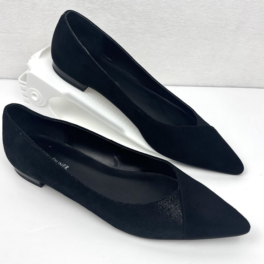 Donald Pliner Palma Black Suede Metallic Pointed Toe Flats Women's 8.5 M